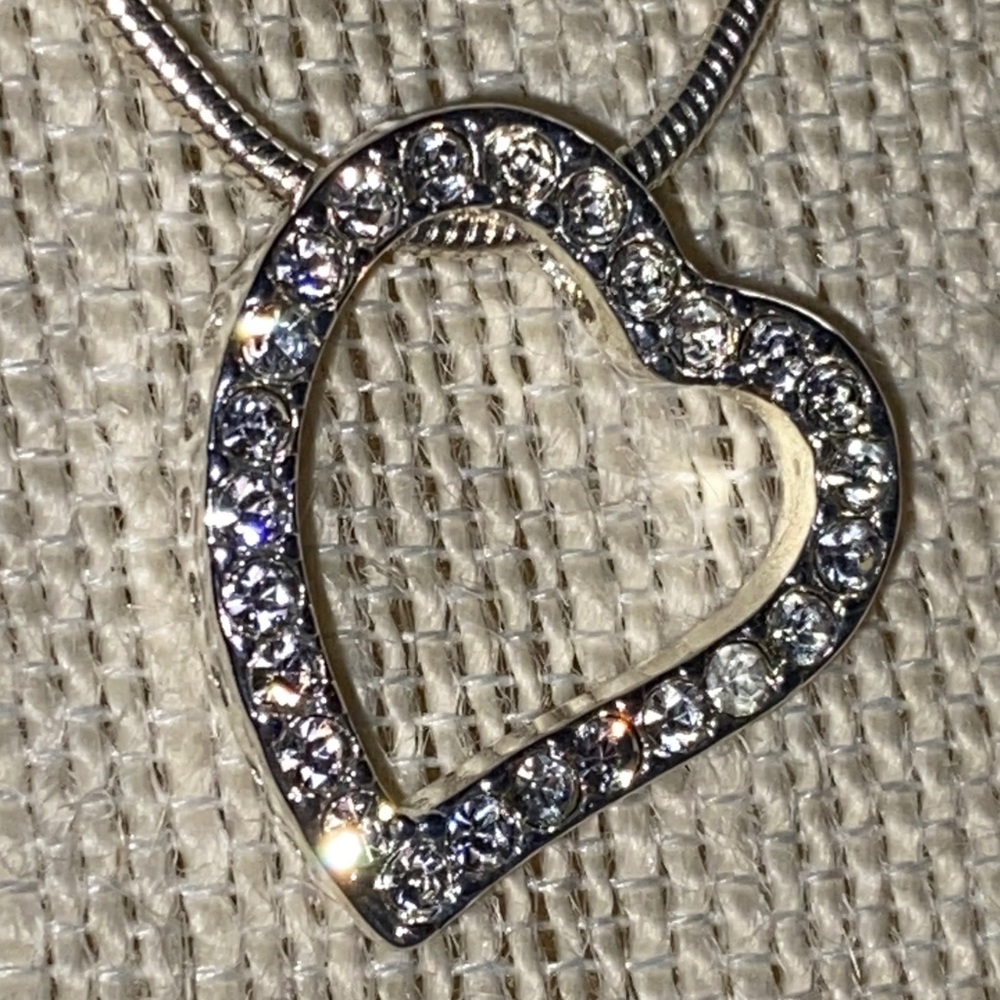 BMNY Rhinestone Heart silver toned Necklace